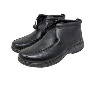 Propet Womens Drawstring Black Lightweight Leather Boots Booties US Size 6